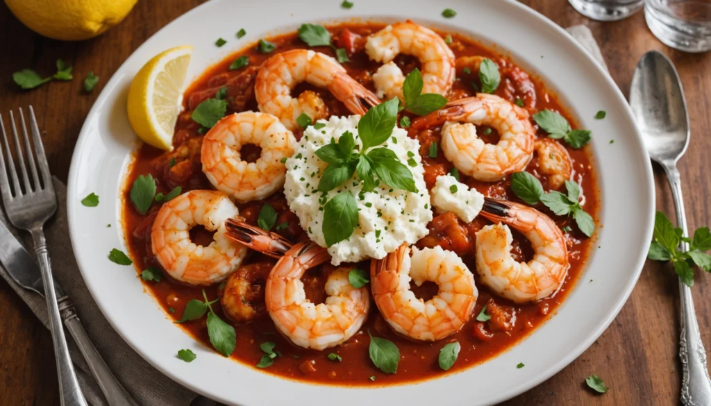 crevettes saganaki